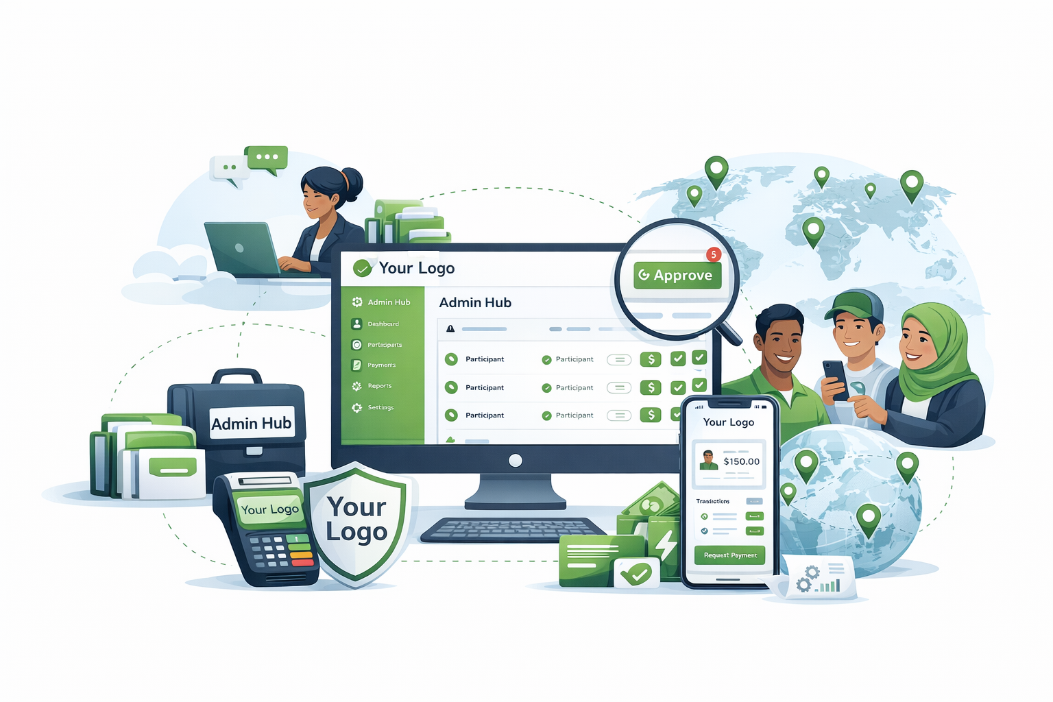 Illustration representing Nmible white-labelled SaaS and global participant payment management